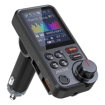 1.8 инчов безжичен автомобил Bluetooth FM предавател Aux поддържа QC3.0 зареждане на високи и басови звукови музикални плейъри