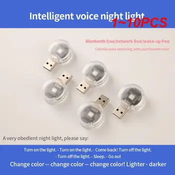  1 ~ 10PCS USB щепсел LED нощна светлина за гласов контрол Led интериор нощна лампа цветна мини кола светлина автоматично четене светлина цвят