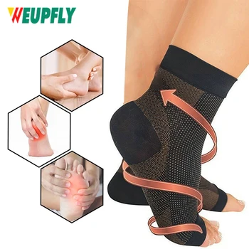1 чифт медни компресия възстановяване крак ръкави за мъже & жени, мед влива плантарен фасциит чорапи за арка