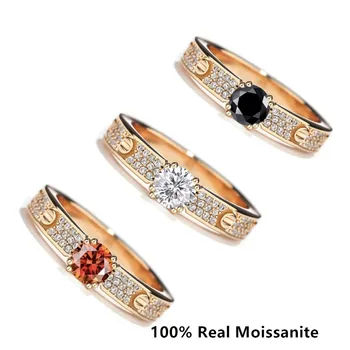 100% Moissanite бижута сребро S925 Хелоуин пръстени 0.5 карата лаборатория диамант 18K розово злато пръстен деликатен подарък за момичета