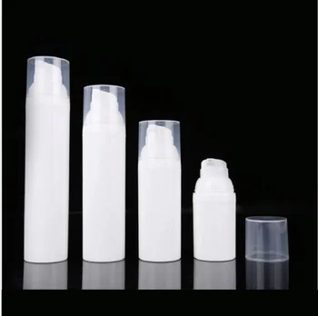 100ML бяла пластмасова безвъздушна бутилка с бяла безвъздушна помпа прозрачен капак за есенция/серум/лосион/фон дьо тен/лосион, използвайки