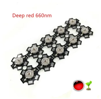  100pcs / Lot висока мощност 3W расте LED 660nm дълбоко червено / 630nm червено SMD диод COB DIY расте светлина за растеж на растителни плодове с 20 мм PCB