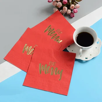100Pcs червени горещи хартиени салфетки с персонализирано лого салфетки за еднократна употреба, подходящи за сватби Годеж за Свети Валентин