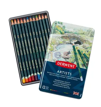 12 24 36 или 72 цвята Derwent ХУДОЖНИЦИ Моливи Калаен комплект Оцветяване за възрастни, Качество на художниците Смесващи се цветни моливи Оцветяване