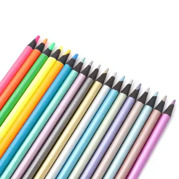 12Pcs дървени цветни моливи метален цвят & флуоресцентен цвят рисуване моливи капка доставка