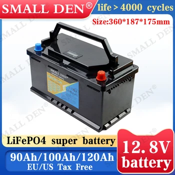 12V 100Ah LiFePO4 батерия Автоматично захранване на стартера за кола Преносима акумулаторна батерия Висока мощност 12.8v Автомобилна запалка Слънчева RV батерия