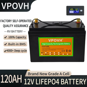 12V 120Ah LiFePO4 литиево-желязо фосфатна батерия 4000 цикъла вграден BMS за подмяна на по-голямата част от резервното захранване за домашно съхранение на енергия