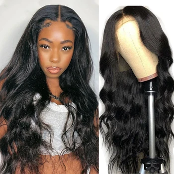13x4 HD дантела фронтално тяло вълна перука Remy бразилски вълна човешка коса перуки за черни жени перука може да бъде оцветена дантела перука