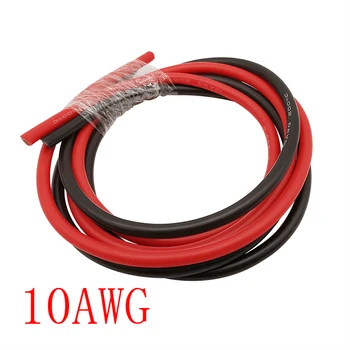 1Pcs 10AWG силиконов кабел гъвкав мек топлоустойчив силиконови проводници 1Meter Red и 1Meter черен