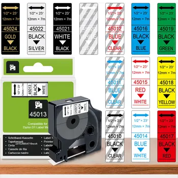 1pcs 45013 Съвместим Dymo D1 лента 45010 45016 45017 4501812mm Лента за касета за етикети Dymo LabelManager 160 280 Производител на етикети