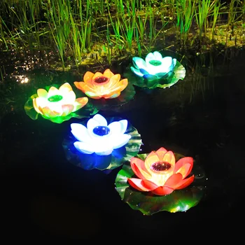 1Pcs слънчева захранвана лампа нощна светлина LED изкуствена плаваща лотос слънчева LED светлина външна градина басейн езерце фонтан декорация