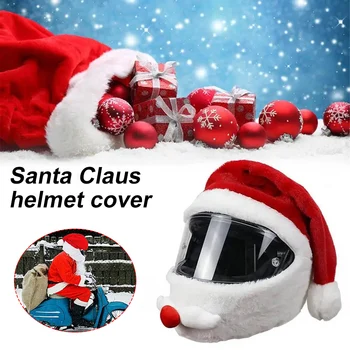 1Pcs Универсална коледна шапка мотоциклетна каска Cover Classic Red Santa Hat Helmet Cover Hat Мотоциклетни каски аксесоари
