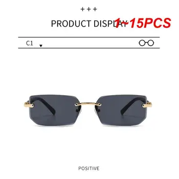 1~15PCS Модерен пънк без рамки правоъгълник слънчеви очила мъже жени модни нюанси UV400 шофиране слънчеви очила без рамки градиент очила