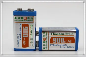 2 бр./лот ETINESAN 9v SUPER BIG 900mAh литиево-йонна литиева акумулаторна 9волтова батерия Гаранция на производителя
