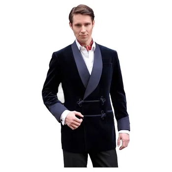 2020 Поръчкови кадифени мъжки костюми 2 бр. Сватба Terno Masculino младоженеца Tuxedos Slim Fit Groomsman Party Mens Blazer Jacket + Pant