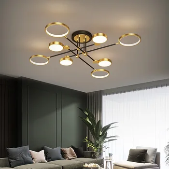 2023 Модерно LED осветление на полилеи за всекидневна спалня Черно злато клон висулка таванни лампи Вътрешно осветително тяло светлина Лустри