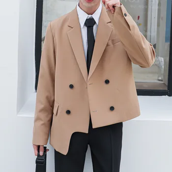 2023 Мъжко облекло Корейска версия Малък костюм яке Хонг Конг стил младежки случайни ретро хлабав монтаж костюм за мъже