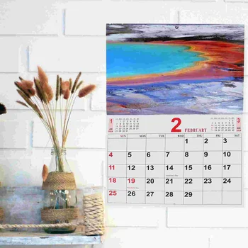 2024 Трансгранични европейски и американски английски пейзаж снимка стена календар година здрава хартия месечно за дома