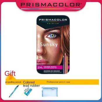 24 цвят на кожата prismacolor премиер молив,Prismacolor меки цветни моливи,художник скициране моливи с допълнителен инструмент подарък PC1077