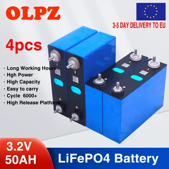4pcs 3.2V 50Ah LiFePO4 батерия с висок капацитет за може да се комбинира в 12V 24V кола лодка слънчеви клетки за съхранение