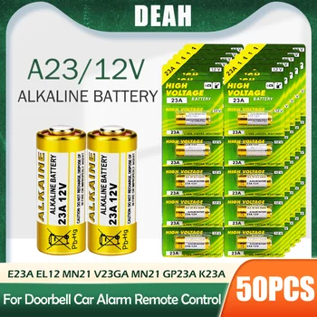 50PCS 12V алкална батерия A23 23A 23GA A23S E23A EL12 MN21 MS21 V23GA L1028 GP23A LRV08 За дистанционно управление звънец суха клетка