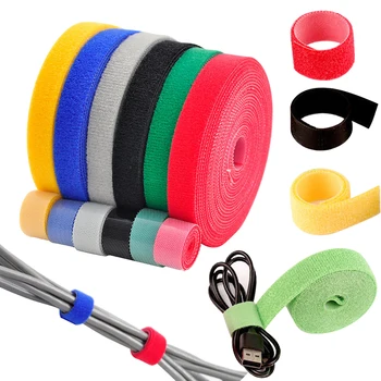 6 цвята самозалепващ кабел за навиване кука кабелни връзки закопчалка лента ленти тел линия вратовръзка тел настолен организатор 5m