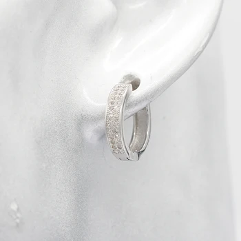 925 Сребърни кръгли обеци с обеци с прозрачна CZ кръгла форма обеци за жени фини бижута
