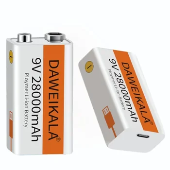 9V 28000mAh литиево-йонна акумулаторна батерия Микро преносими USB батерии за мултицет микрофон играчка дистанционно управление KTV + USB кабел