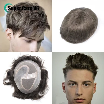 Ash 7# Най-леката кафява перука за мъже система за коса 8x10 инча коса моно топ Pu база човек човешка коса кръпка безплатна доставка