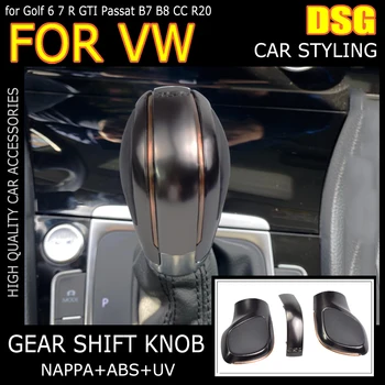 Auto Gear Shift Knob Лост Shifter Ръчна топка за VW Golf 6 7 R GTI Passat B7 B8 CC R20 Jetta MK6 GLI хром / мат сребро DSG лого