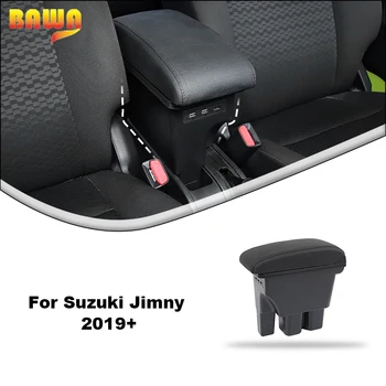 BAWA Подреждане на подреждане за Suzuki Jimny JB74 Кутия за подлакътници за кола Кутия за съхранение Интериорни аксесоари за автомобили USB за Suzuki Jimny 2019+