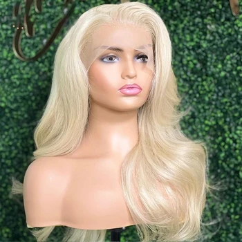 Body Wave 613 Блондинка цветна синтетична коса дантела предна перука за черни жени мека 180Density 26 инча без лепило Daily