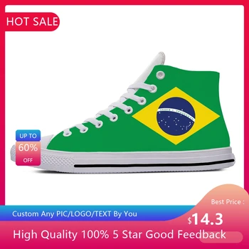 Brazil Flag High Top Sneakers Mens Womens Teenager Casual Shoes Running Shoes 3D Printed Breathable Lightweight Shoe