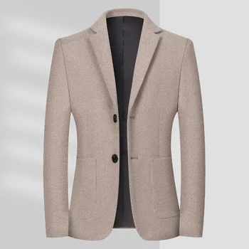 Casual Business Wool Office Мъжки 2023 парче костюм пролет нов единичен кашмир палто отгоре туид 