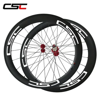 CSC 700C 1460g дълбочина 60mm ширина 23mm Тръбни карбонови колела за велосипеди с Powerway R13 главина mac 424 Стълб 1420 sapim cx ray спици