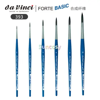 da Vinci Student Series 393 Forte Basic акрилна четка за боядисване, кръгла еластична синтетична със синя матова дръжка, лесна за почистване