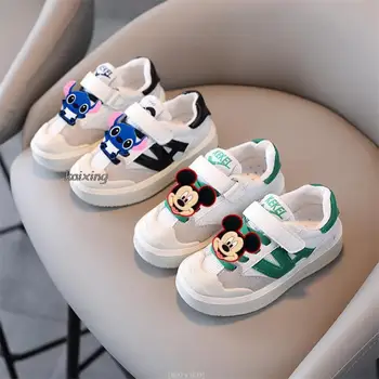 Disney Mickey Minnie Ежедневни обувки за бебета момчета момичета Детски маратонки Детски спортни обувки Обувки за ходене на малки деца Размер на подаръка 22-30