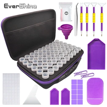 EverShine Diamond Аксесоари за боядисване Кутия за съхранение 60 решетки писалка глина тава фуния стикери инструменти