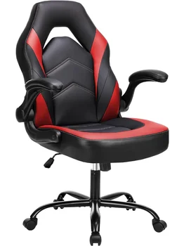 Gaming Chair - PU кожен компютърен стол Ергономичен офис стол с лумбална опора, регулируеми по височина Изпълнителни столове за бюро с остроумие