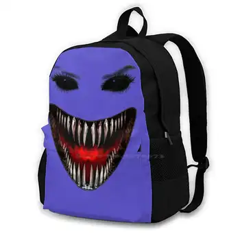 Halloweentown раница за студент училище лаптоп пътуване чанта страшно устата зъби чудовище смешно лице ужас Хелоуин зловещо зло