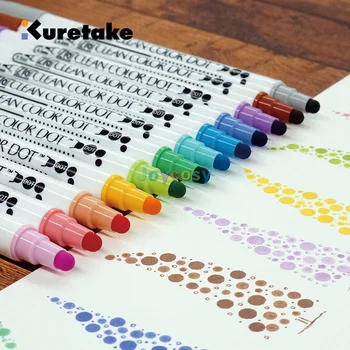 Kuretake Zig Clean Color DOT Marker Pen 4/6/12 Комплект цветове, двоен връх, за водене на дневник, занаяти, илюстрация, AP-сертифициран