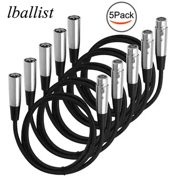 lballist 3Pin XLR кабел мъжки към женски удължителен кабел за микрофонен миксер Dual Shielded 1m 1.8m 3m 5m 10m 5Pack