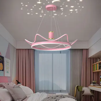 Led полилеи Модерни кръгли пръстени светлини за хол кухня розова спалня висящи осветление дистанционно управление Led висулка лампи