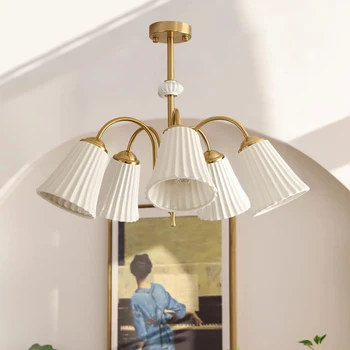 LED полилей за хол спалня трапезария кухня таван лампа модерен скандинавски стил злато керамични абажур висулка светлина