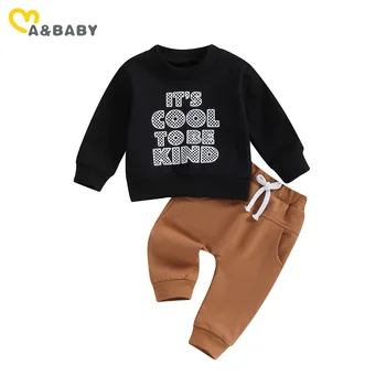 ma&baby 0-3Y Новородено бебе момче дрехи комплекти Детски тоалети Писмо каре печат дълъг ръкав върховете панталони ежедневно облекло