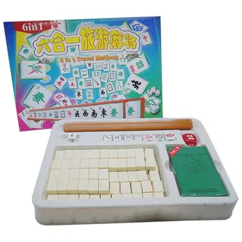 Mini Travel Mahjong Set Home Board Game Sets Portable Сложно изработени Mahjong с покер карти за пътуване Home Party