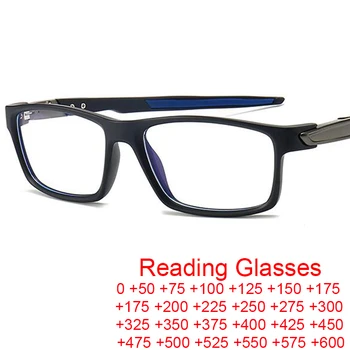NEW Спортни оптични очила за четене със синя светлина Мъже Жени Дизайн на марката Черен квадрат Мъжки очила Рамка Рецепта Очила