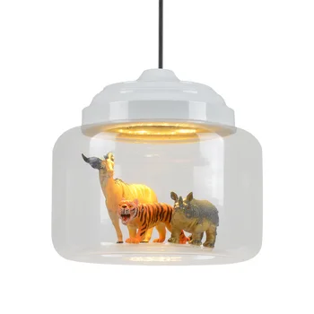 Nordic карикатура висулка светлини Led осветление сладък животински висящи лампи за деца стая светлина стъкло лампа спалня дома декор подарък