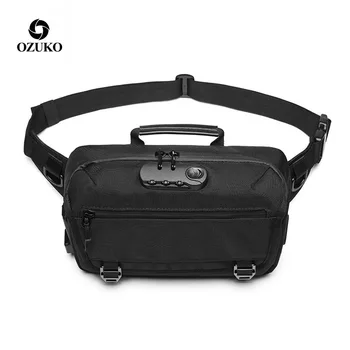 OZUKO 2020 Нова анти-кражба мъже талия чанта случайни Фани пакет мъжки водоустойчив пътуване талията чанта USB зареждане гърдите чанта многофункционални