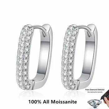Pass Diamond Test Всички Moissamite Общо 0.5 CT Stud обеци сребро S925 мода скъпоценни камъни обеци за жени Хелоуин бижута